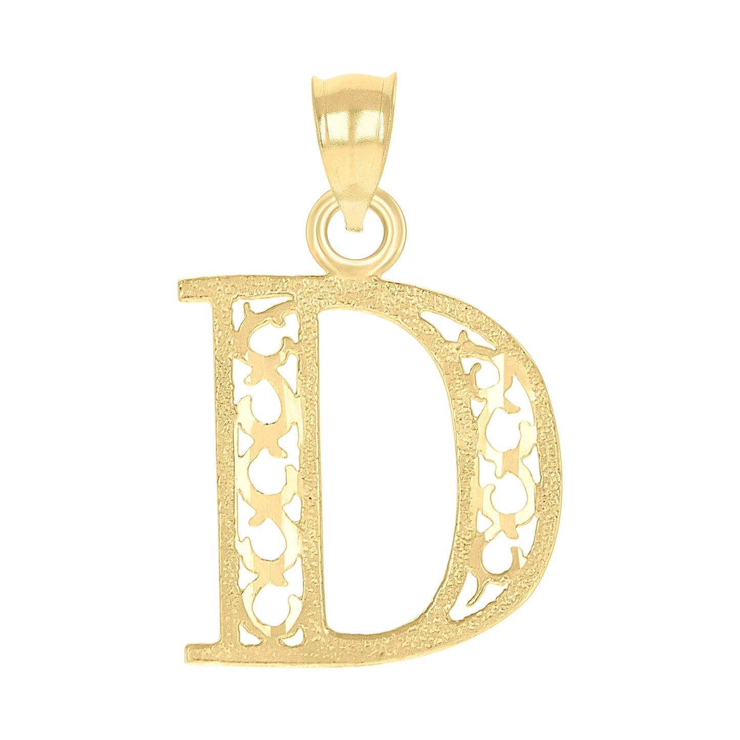10K Yellow Gold Unisex Initial Letter Charm Pendant
