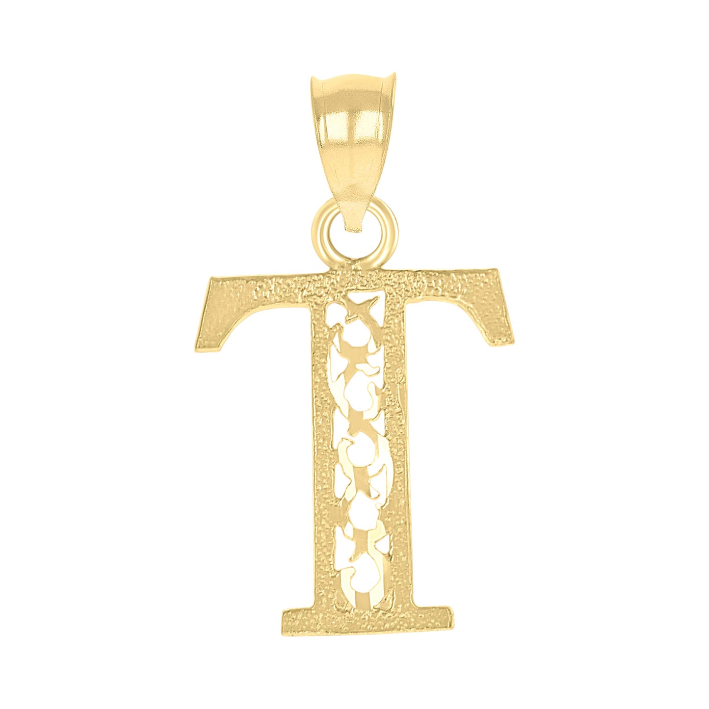 10K Yellow Gold Unisex Initial Letter Charm Pendant