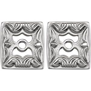 14K White Gold 3.5 Mm Pair Polished Sculptural Earring Jacket