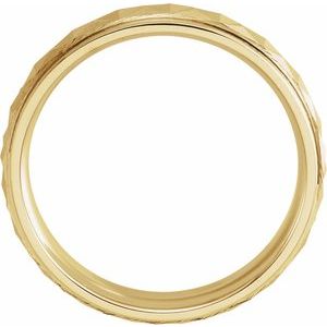 10K Yellow Or White Or Rose Gold Matte/Polished Stepped-Edge Geometric Half Round Band