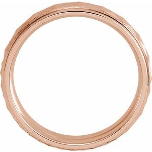 18K Yellow Or White Or Rose Gold Matte/Polished Stepped-Edge Geometric Half Round Band
