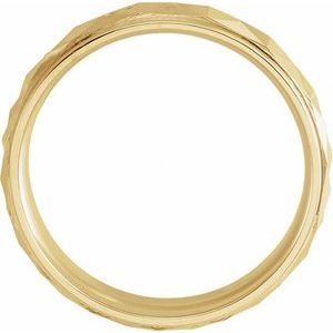 10K Yellow Or White Or Rose Gold Stepped-Edge Geometric Half Round Band