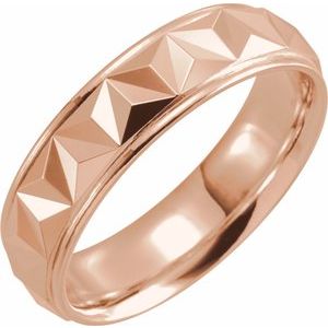 10K Yellow Or White Or Rose Gold Stepped-Edge Geometric Half Round Band