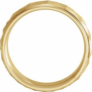 10K Yellow Or White Or Rose Gold Matte/Polished Stepped-Edge Geometric Half Round Band