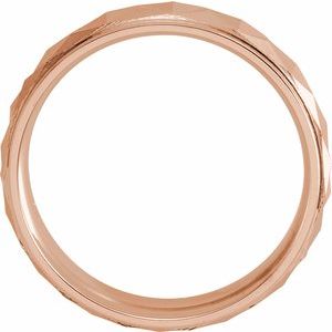10K Yellow Or White Or Rose Gold Matte/Polished Stepped-Edge Geometric Half Round Band
