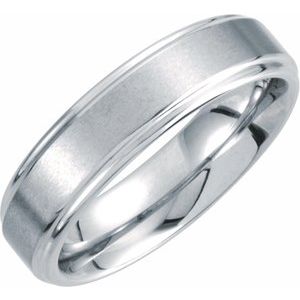 White Tungsten 6 mm Stepped-Edge Inlay Comfort-Fit Band  Size 8