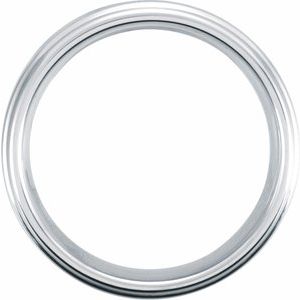 White Tungsten 6 mm Stepped-Edge Inlay Comfort-Fit Band  Size 8
