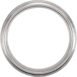 Tungsten 8 Mm  Polished Ridged Band With Bark Finishe Size 9