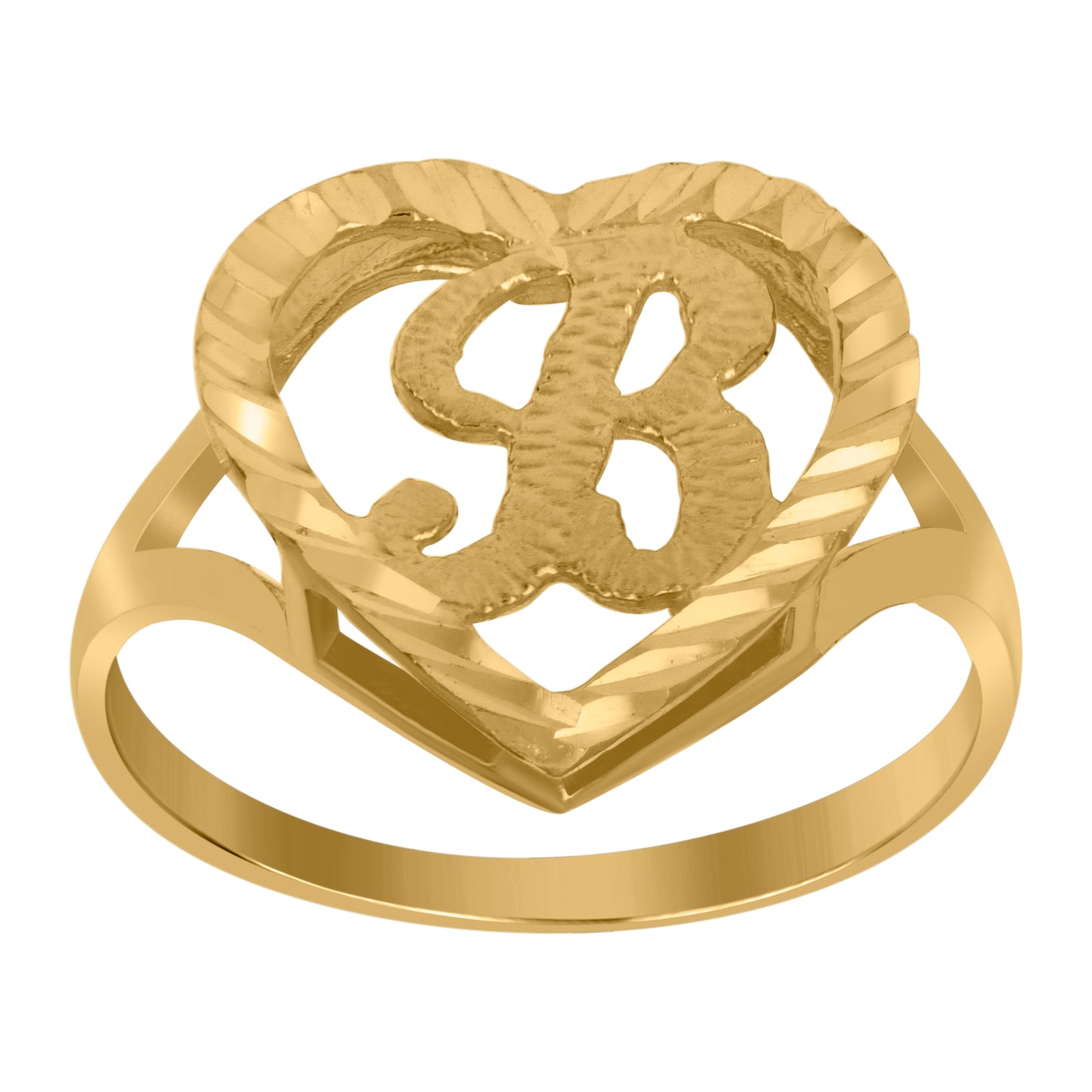 10K Yellow Gold Unisex Initial Alphabet Bridal Anniversary Engagement Wedding Ring