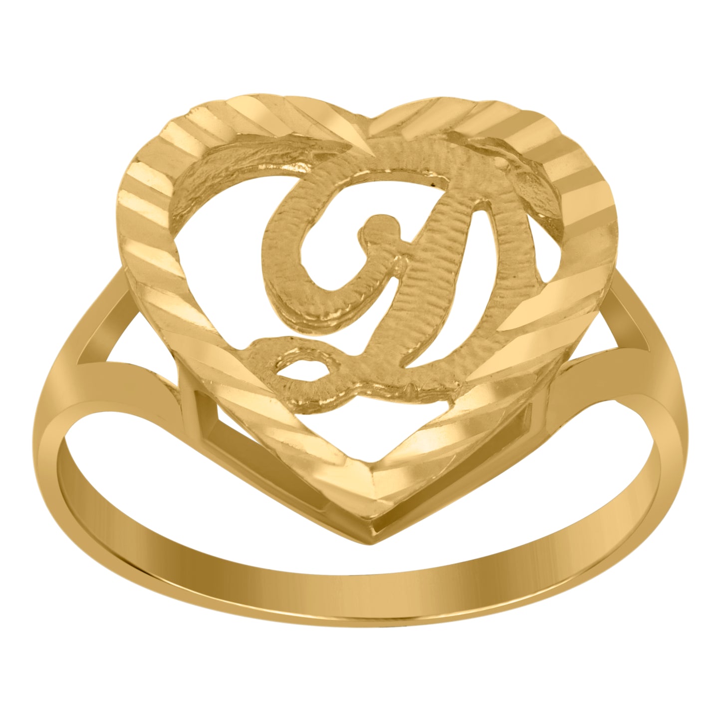 10K Yellow Gold Unisex Initial Alphabet Bridal Anniversary Engagement Wedding Ring