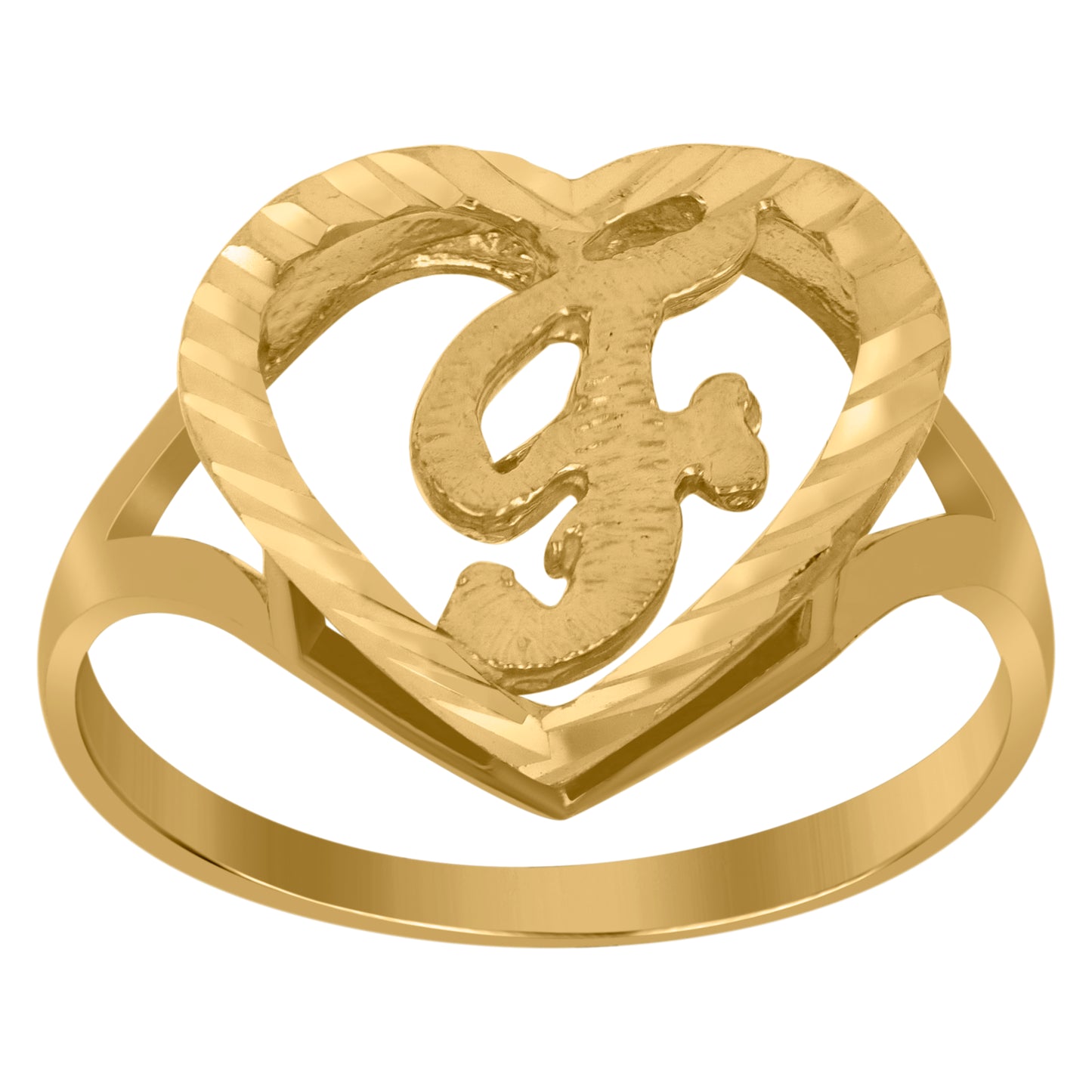 10K Yellow Gold Unisex Initial Alphabet Bridal Anniversary Engagement Wedding Ring