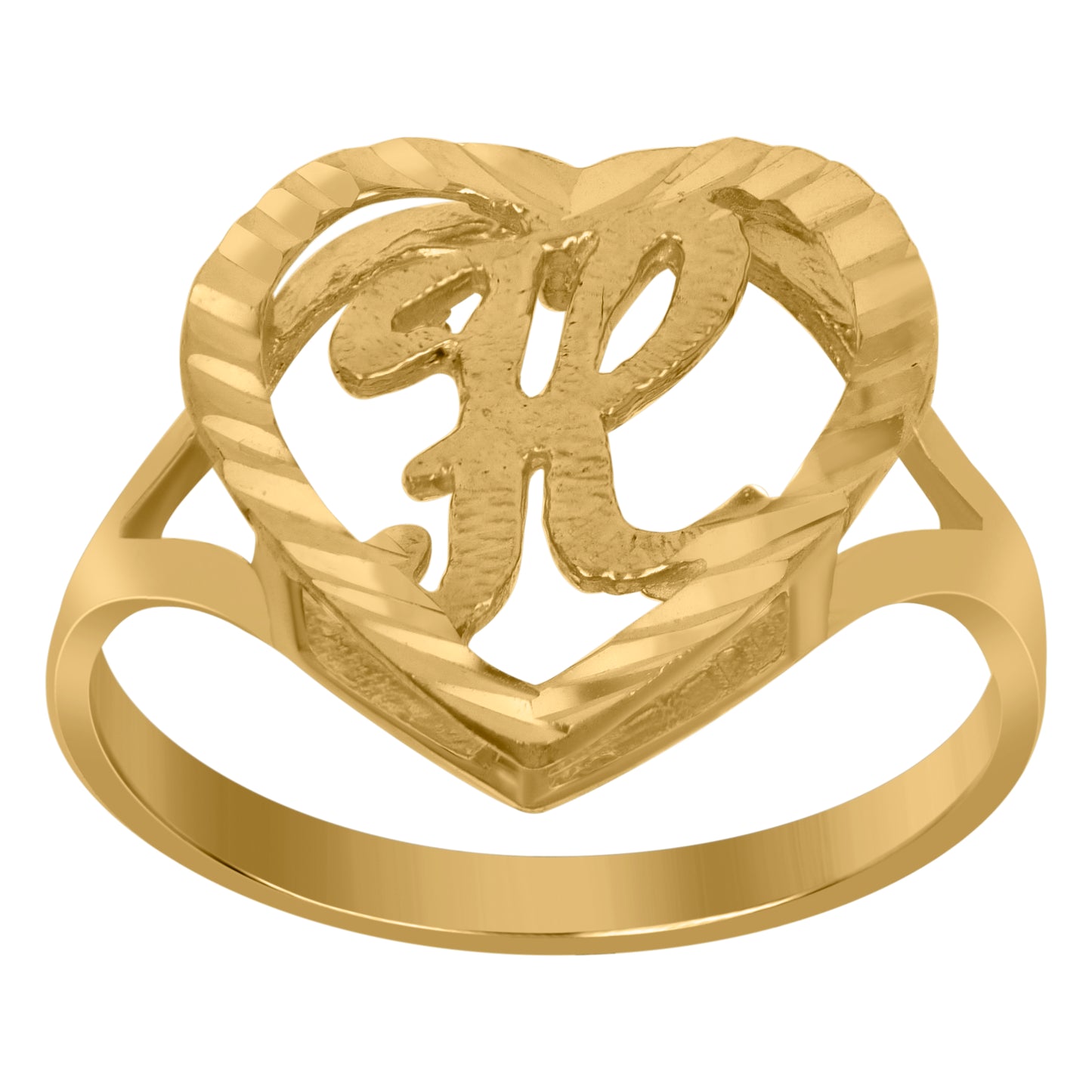 10K Yellow Gold Unisex Initial Alphabet Bridal Anniversary Engagement Wedding Ring