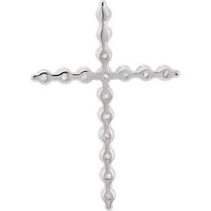 14K White Gold Round 1.5Mm G-H Si1-Si2 1/5 Ctw Lab Grown Diamond Cross Pendant