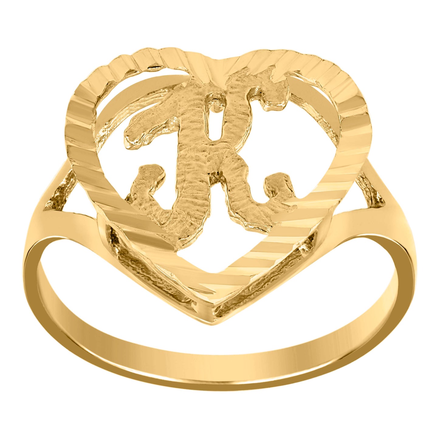 10K Yellow Gold Unisex Initial Alphabet Bridal Anniversary Engagement Wedding Ring