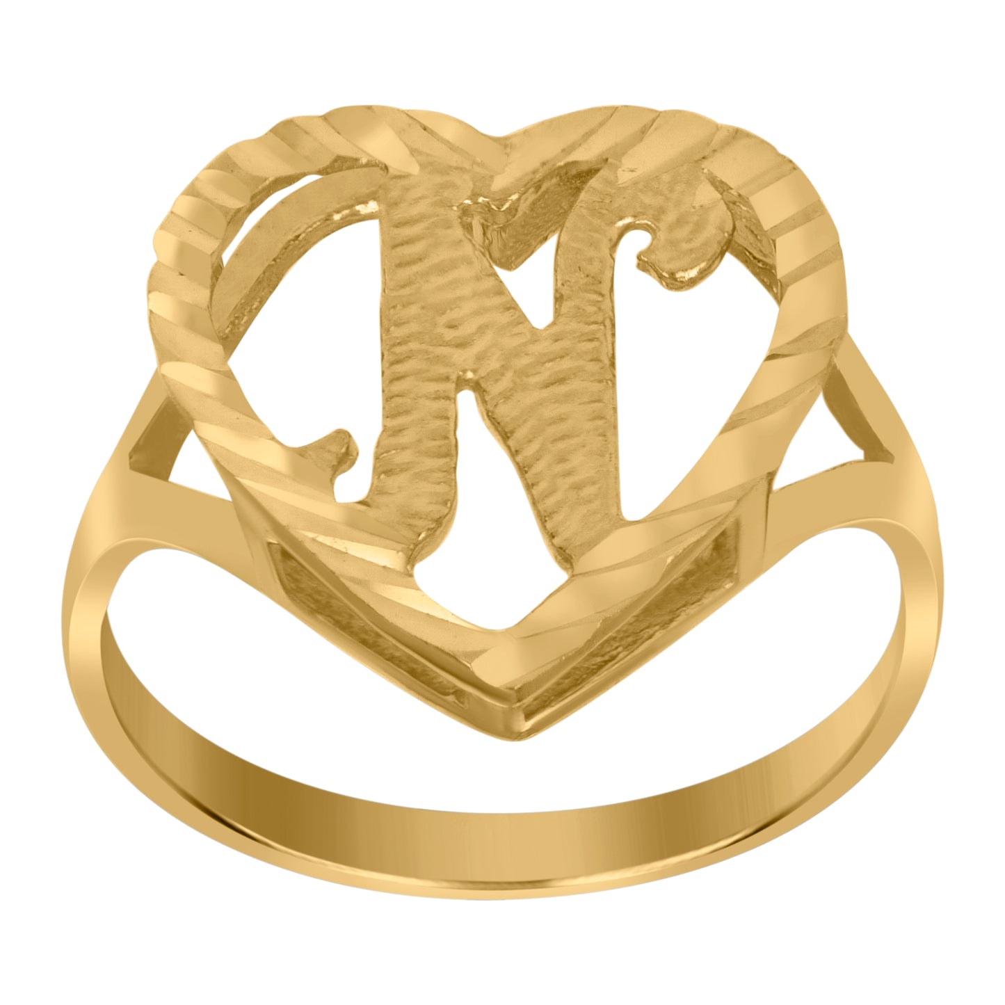10K Yellow Gold Unisex Initial Alphabet Bridal Anniversary Engagement Wedding Ring