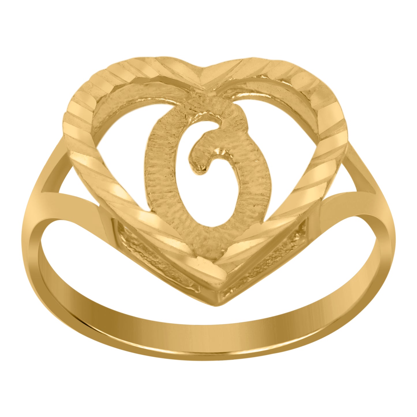 10K Yellow Gold Unisex Initial Alphabet Bridal Anniversary Engagement Wedding Ring