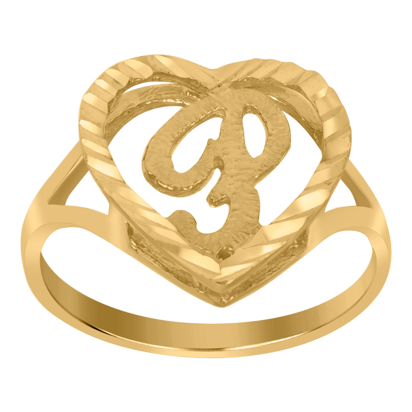 10K Yellow Gold Unisex Initial Alphabet Bridal Anniversary Engagement Wedding Ring