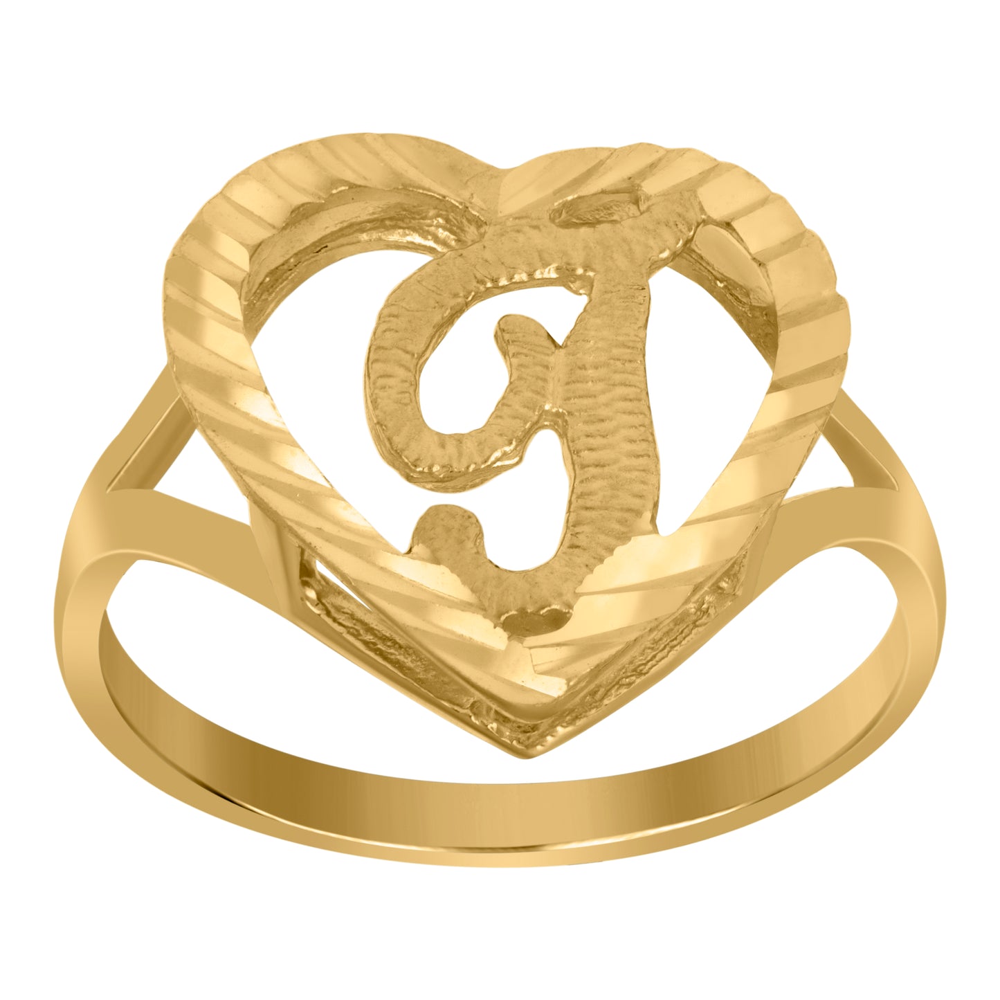 10K Yellow Gold Unisex Initial Alphabet Bridal Anniversary Engagement Wedding Ring