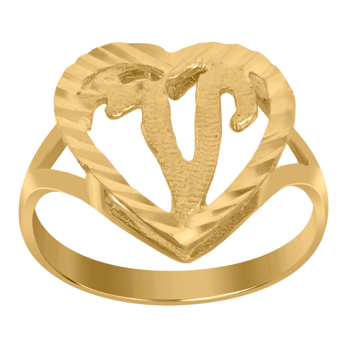10K Yellow Gold Unisex Initial Alphabet Bridal Anniversary Engagement Wedding Ring