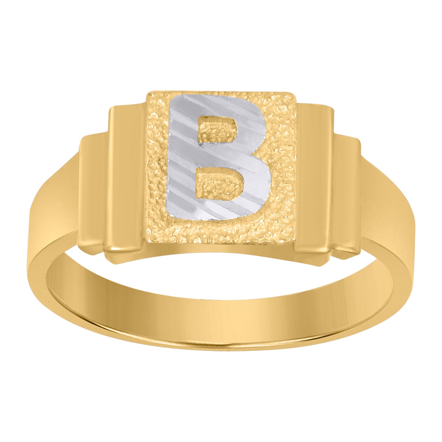 10K Two-Tone Gold Unisex Initial Alphabet Bridal Anniversary Engagement Wedding Ring