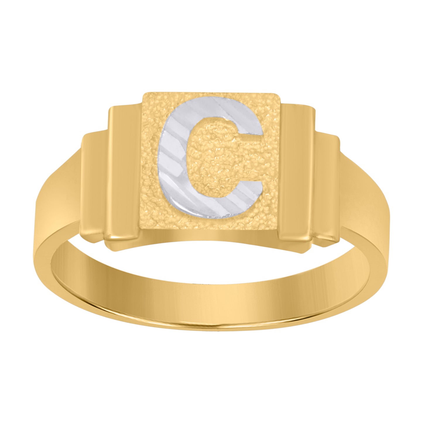 10K Two-Tone Gold Unisex Initial Alphabet Bridal Anniversary Engagement Wedding Ring