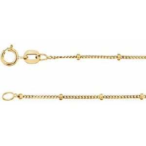 14K Yellow Gold-Filled Spring Ring Beaded Curb Chain, Length: 16 In, Width: 1 Mm