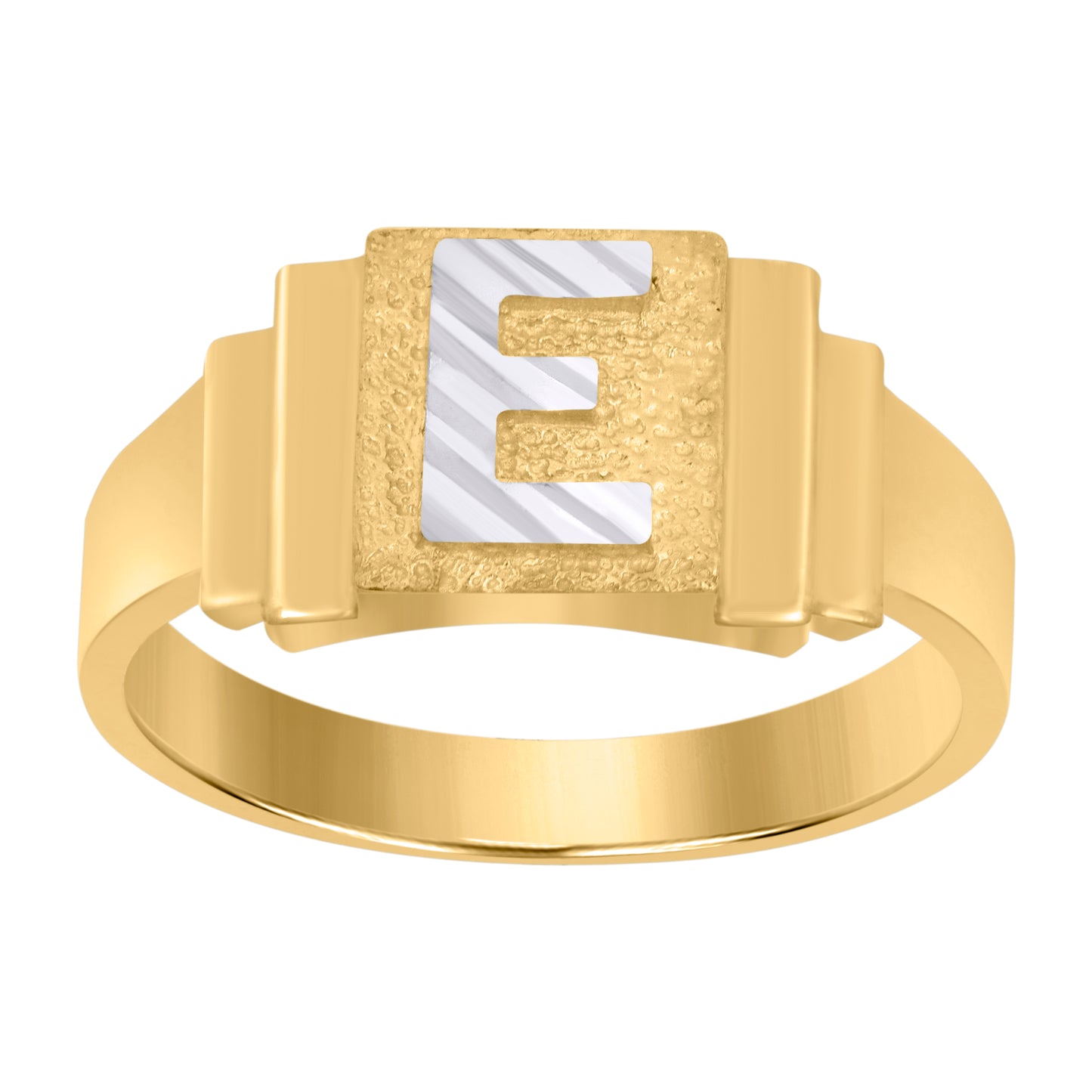 10K Two-Tone Gold Unisex Initial Alphabet Bridal Anniversary Engagement Wedding Ring