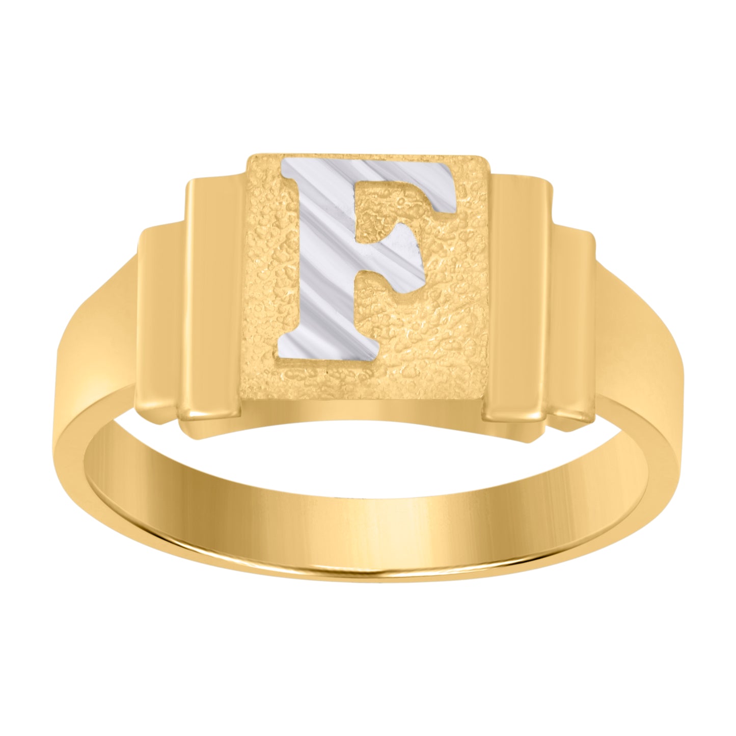 10K Two-Tone Gold Unisex Initial Alphabet Bridal Anniversary Engagement Wedding Ring