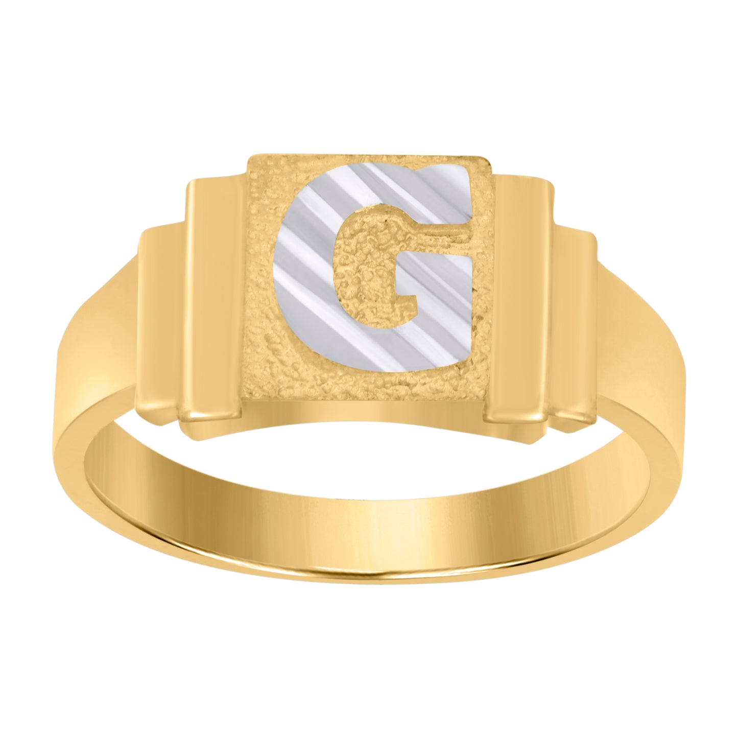 10K Two-Tone Gold Unisex Initial Alphabet Bridal Anniversary Engagement Wedding Ring