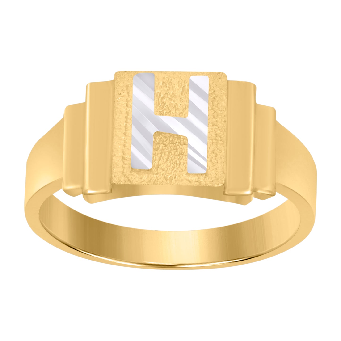 10K Two-Tone Gold Unisex Initial Alphabet Bridal Anniversary Engagement Wedding Ring