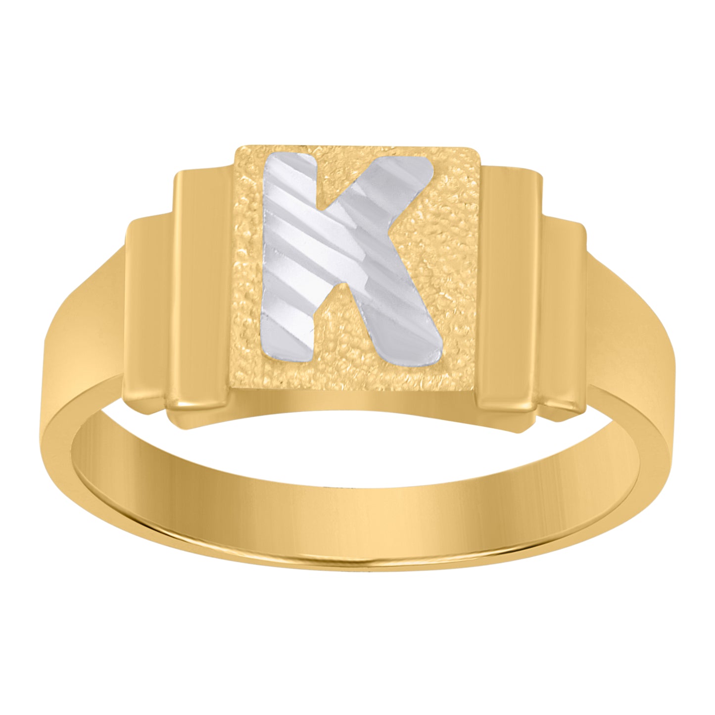 10K Two-Tone Gold Unisex Initial Alphabet Bridal Anniversary Engagement Wedding Ring