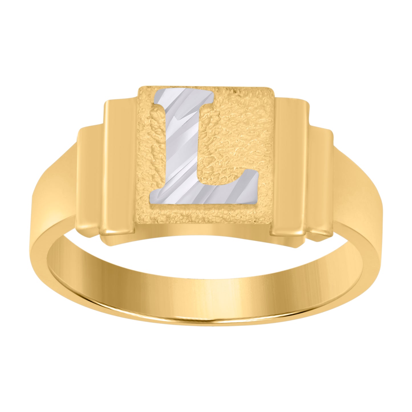 10K Two-Tone Gold Unisex Initial Alphabet Bridal Anniversary Engagement Wedding Ring