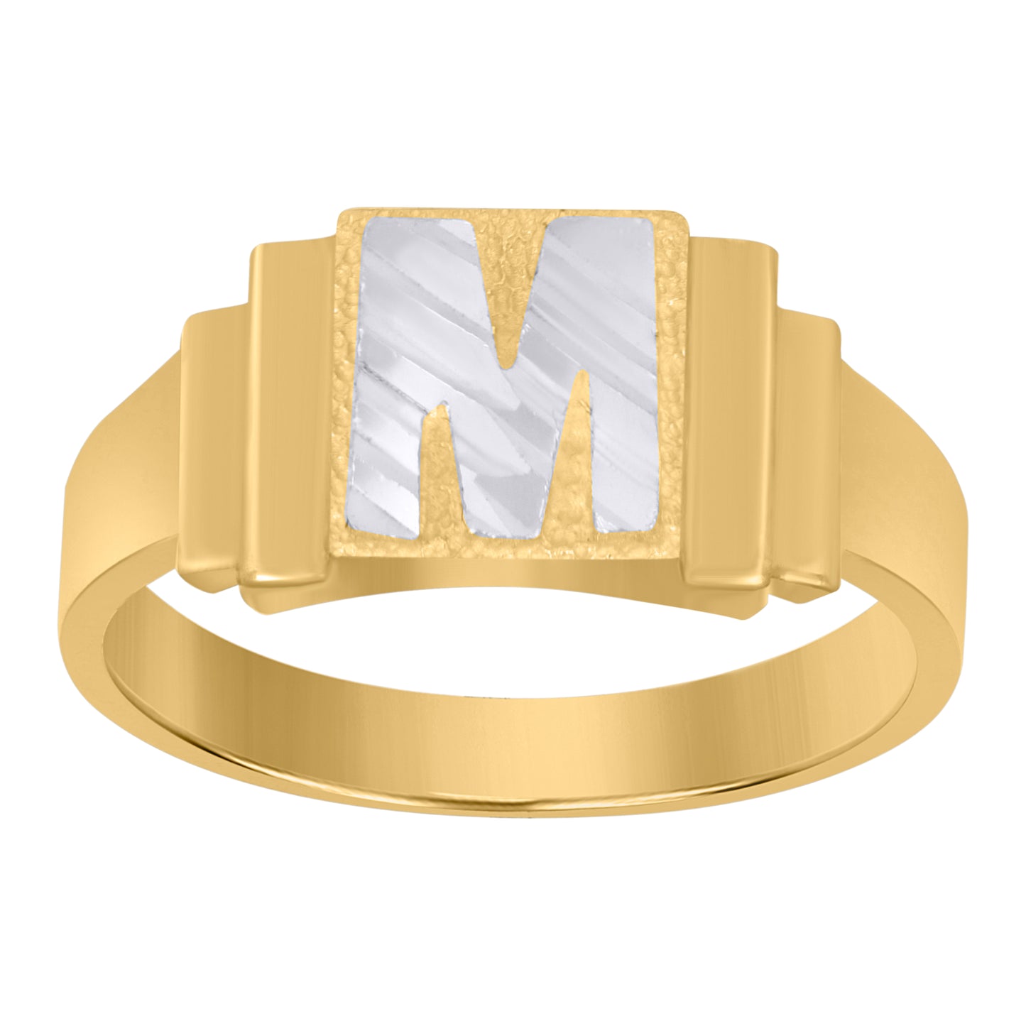10K Two-Tone Gold Unisex Initial Alphabet Bridal Anniversary Engagement Wedding Ring