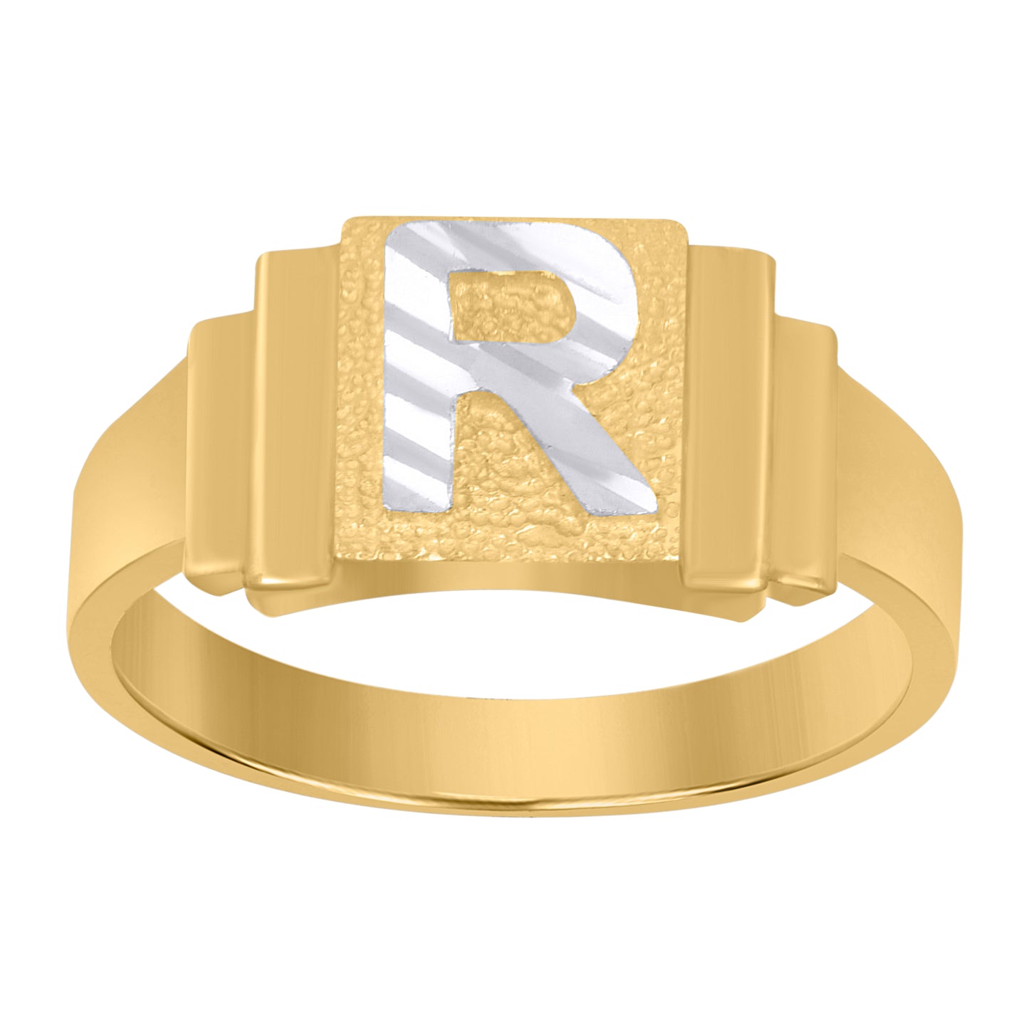10K Two-Tone Gold Unisex Initial Alphabet Bridal Anniversary Engagement Wedding Ring