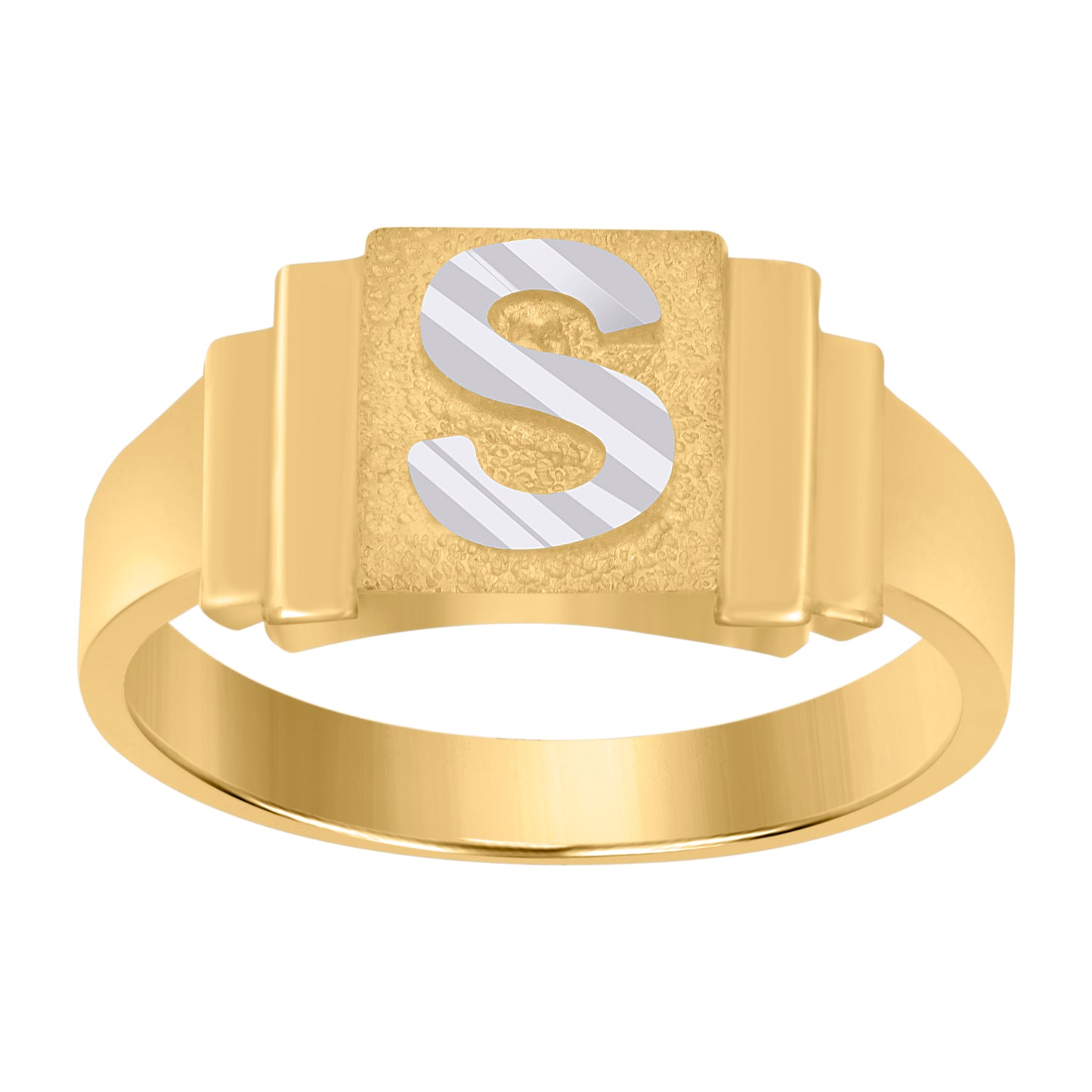 10K Two-Tone Gold Unisex Initial Alphabet Bridal Anniversary Engagement Wedding Ring