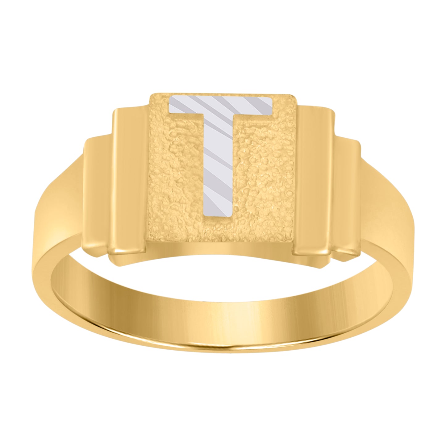 10K Two-Tone Gold Unisex Initial Alphabet Bridal Anniversary Engagement Wedding Ring