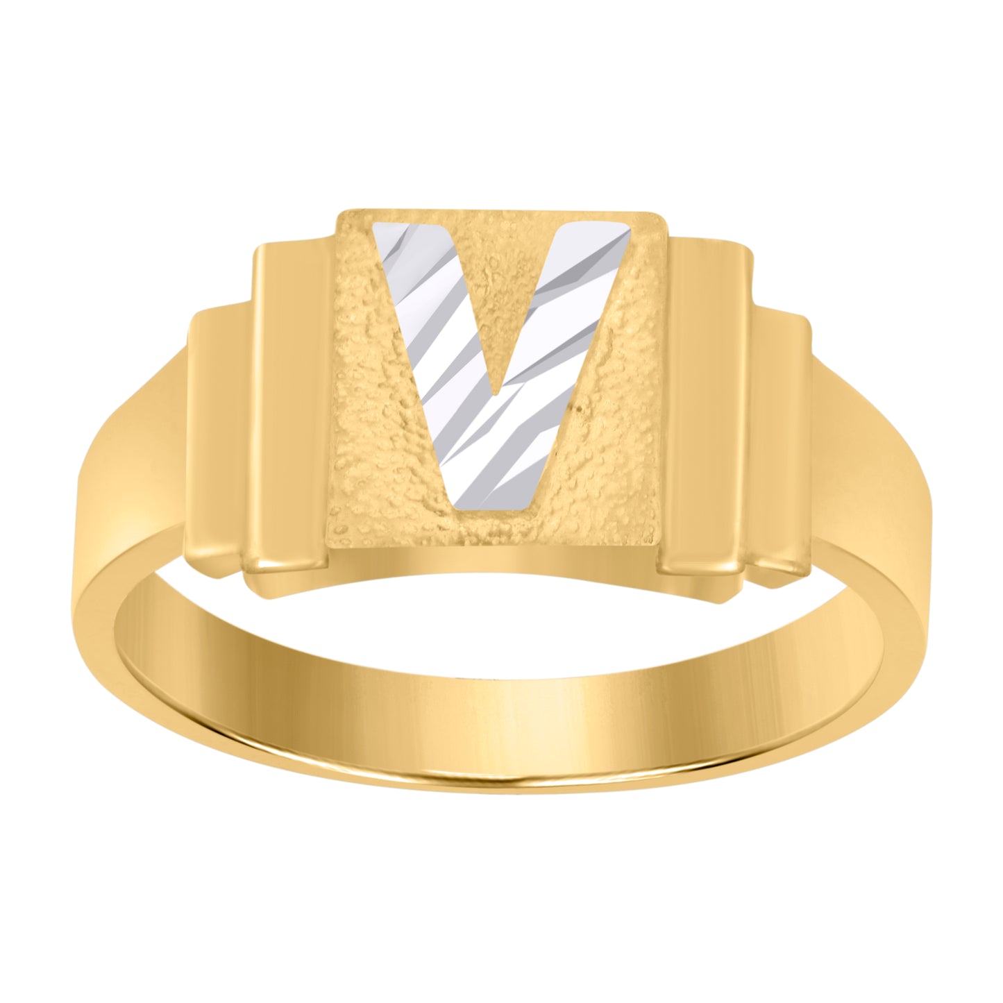 10K Two-Tone Gold Unisex Initial Alphabet Bridal Anniversary Engagement Wedding Ring