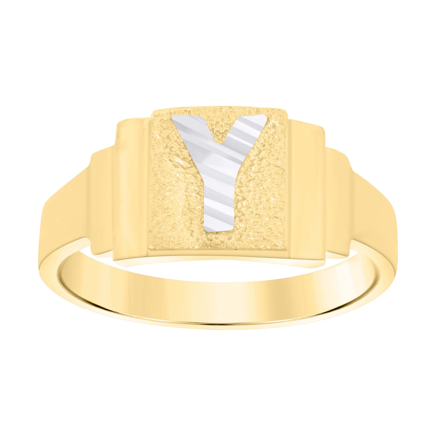 10K Two-Tone Gold Unisex Initial Alphabet Bridal Anniversary Engagement Wedding Ring