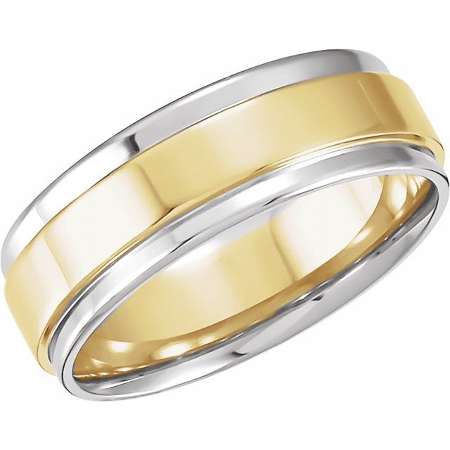 14K Yellow Or White Gold Or Sterling Silver Polished Comfort-Fit Flat Inlay Band
