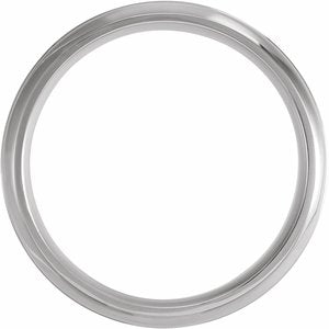 Sterling Silver Polished Grooved Comfort-Fit Beveled-Edge Carved Band With Satin Finish