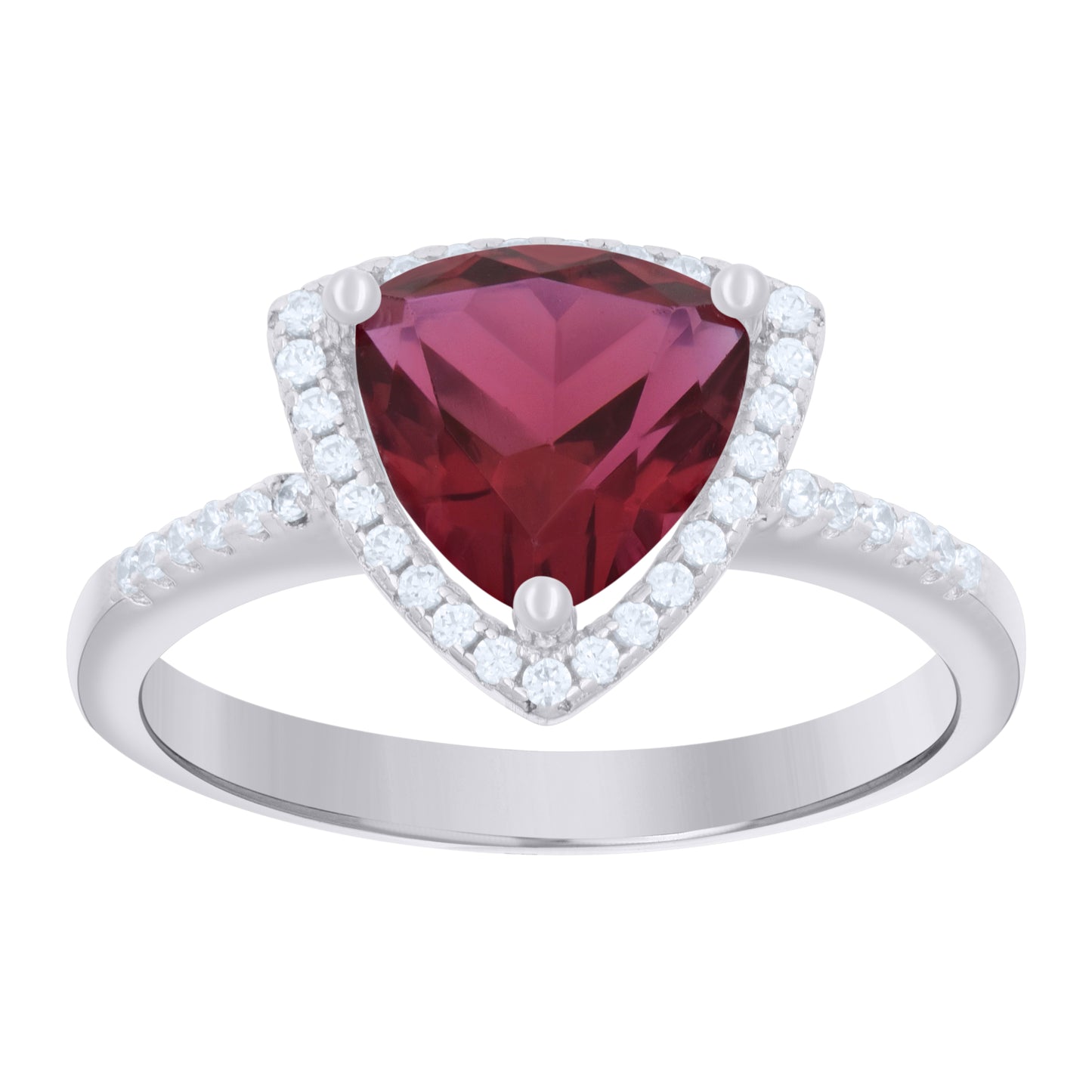 Sterling Silver Womens Red Trillion Cubic Zirconia Fashion Bridal Anniversary Wedding Engagement Band Ring