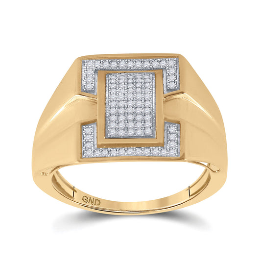 10K Yellow Gold Mens Round Diamond Cluster Ring 1/4 Cttw, Mens Size: 7-13