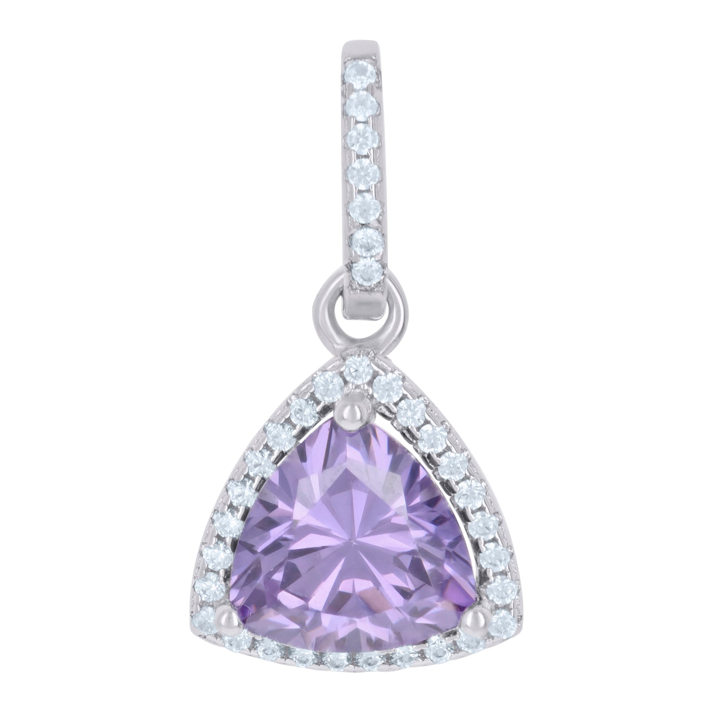 Sterling Silver Womens Cubic Zirconia Fashion Triangle Charm Pendant