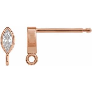 14K Rose Gold Marquise 3 X 1.5 Mm .04 Ct Lab-Grown Diamond Marquise Bezel-Set Earring Top