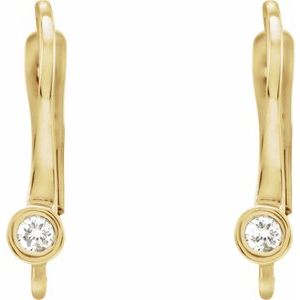 14K Yellow Gold Round 12.8 X 6.4 Mm 2Mm G-H I1 .03 Ctw Natural Diamond Lever Back Earring Top