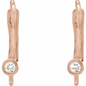 14K Rose Gold Round 12.8 X 6.4 Mm 2Mm G-H I1 .03 Ctw Natural Diamond Lever Back Earring Top