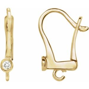 14K Yellow Gold Round 12.8 X 6.4 Mm 2Mm G-H I1 .03 Ctw Natural Diamond Lever Back Earring Top