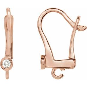 14K Rose Gold Round 12.8 X 6.4 Mm 2Mm G-H I1 .03 Ctw Natural Diamond Lever Back Earring Top