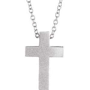 Sterling Silver 13.5 X 9 Mm 16-18 In Polished Scroll Cross Necklace