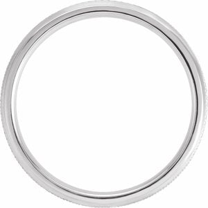 10K Yellow Or White Or Rose Gold Beveled-Edge Knurled Comfort-Fit Half Round Band